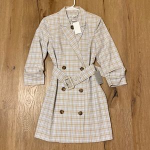 Adelyn Rae Windowpane Check Blazer Minidress